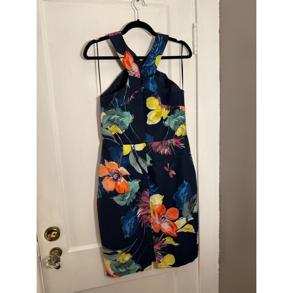 Trina Turk Ace Blue Floral Sheath Halter Dress